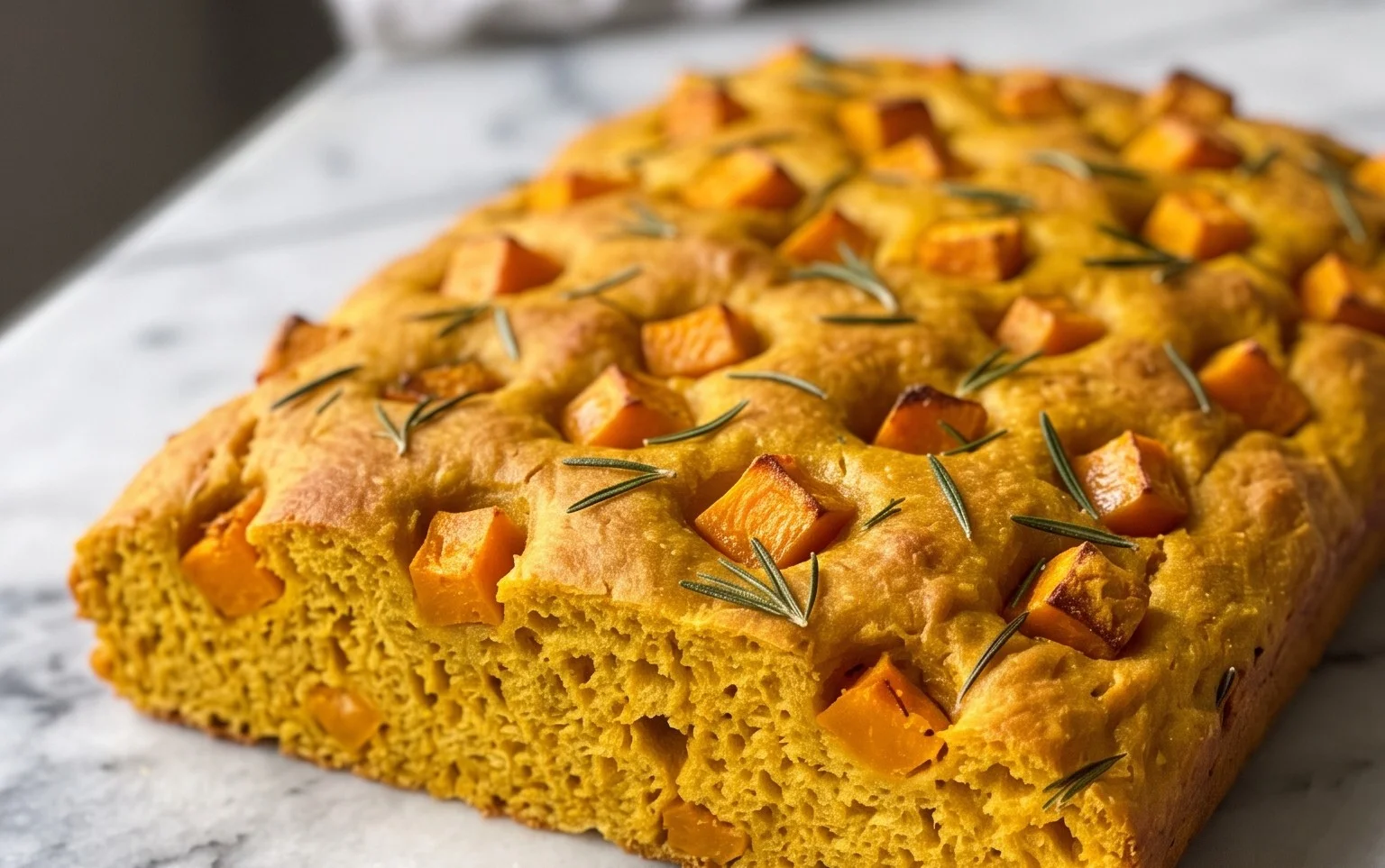 Focaccia Courge Butternut Curcuma Romarin